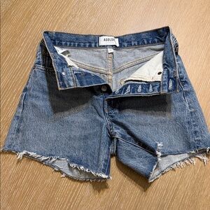 Agolde Distressed Blue Jean Shorts